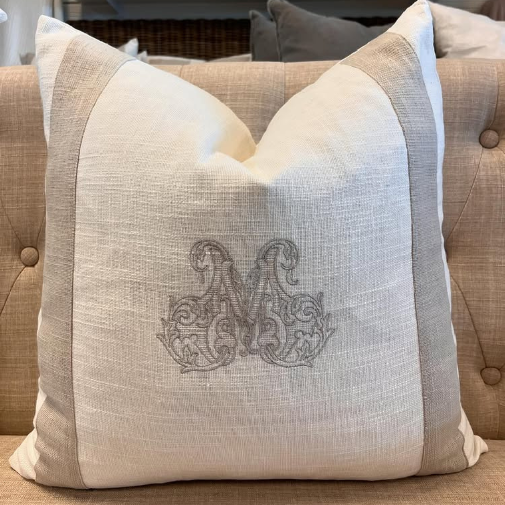 Dekoracyjna Poduszka z Monogramem z Lnu